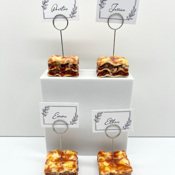Lasagna Place Card Holders – Set of 4 | Handmade Clay Holiday Table Decor - Picture 8 of 16
